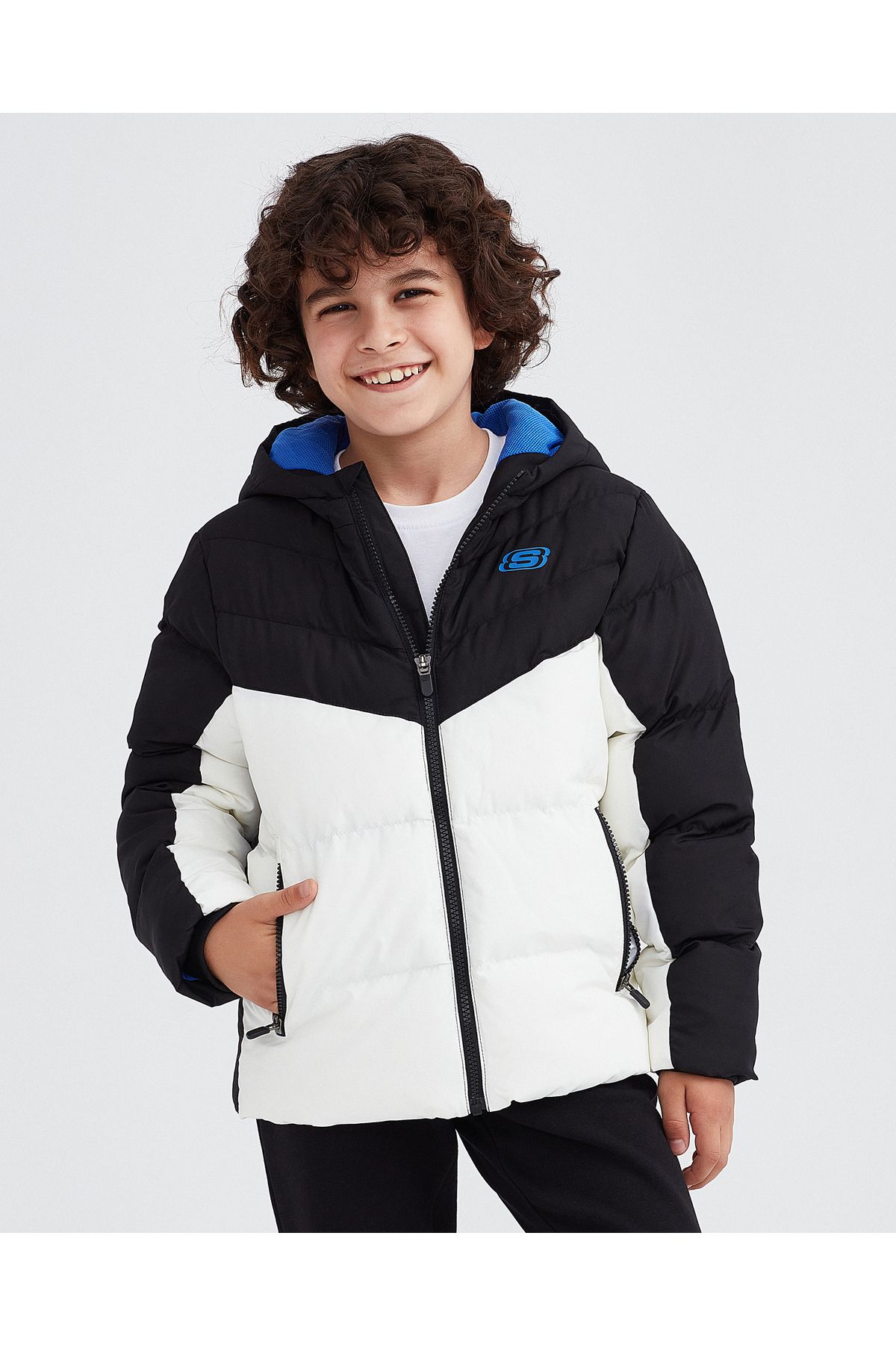Skechers B Outerwear Padded Jacket Büyük Erkek Çocuk Beyaz Mont Sk232023-102