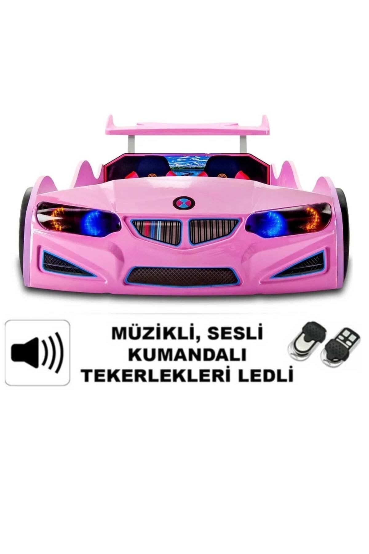 inegoldeneve BMW - M7 - Pembe Arabalı Yatak, Kumandalı, Işıklı, Sesli