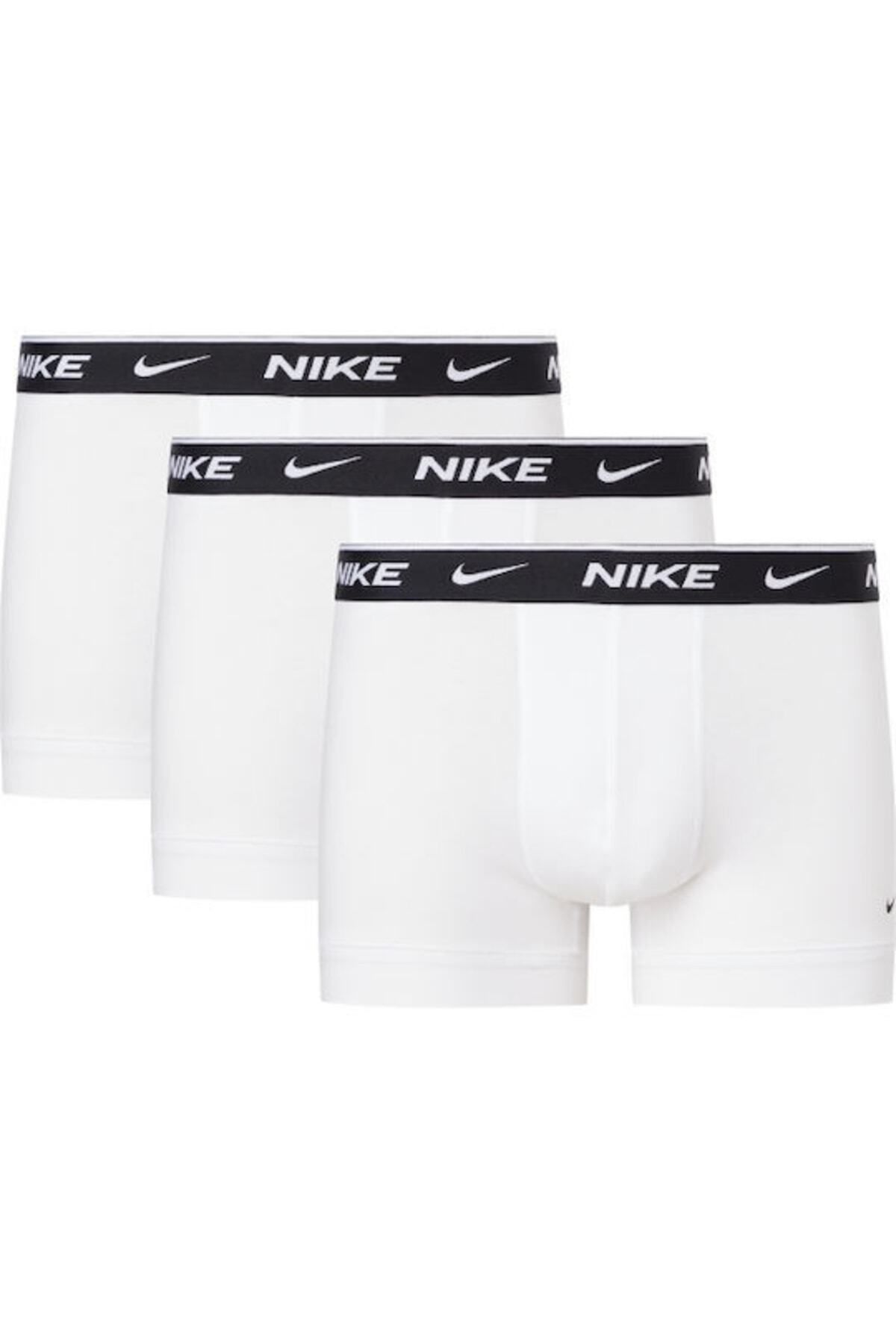 Nike Erkek Nike Marka Logolu Elastik Bantlı Günlük Kullanıma Uygun Beyaz Boxer 0000ke1008-med