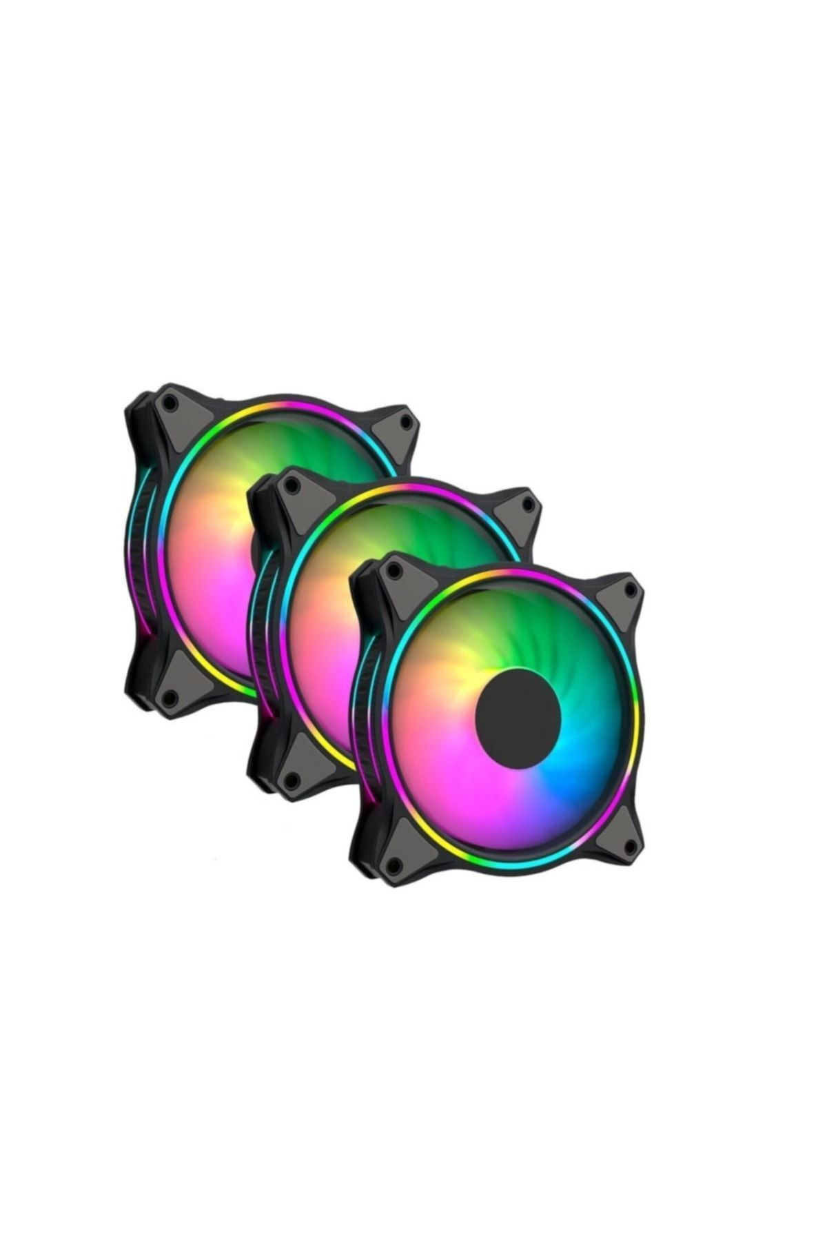 masterfox (3'LÜ SET) Zauss 120mm Rainbow Rgb Kasa Fanı 12cm Renkli Gökkuşağı Fanı 3 Adet Fan