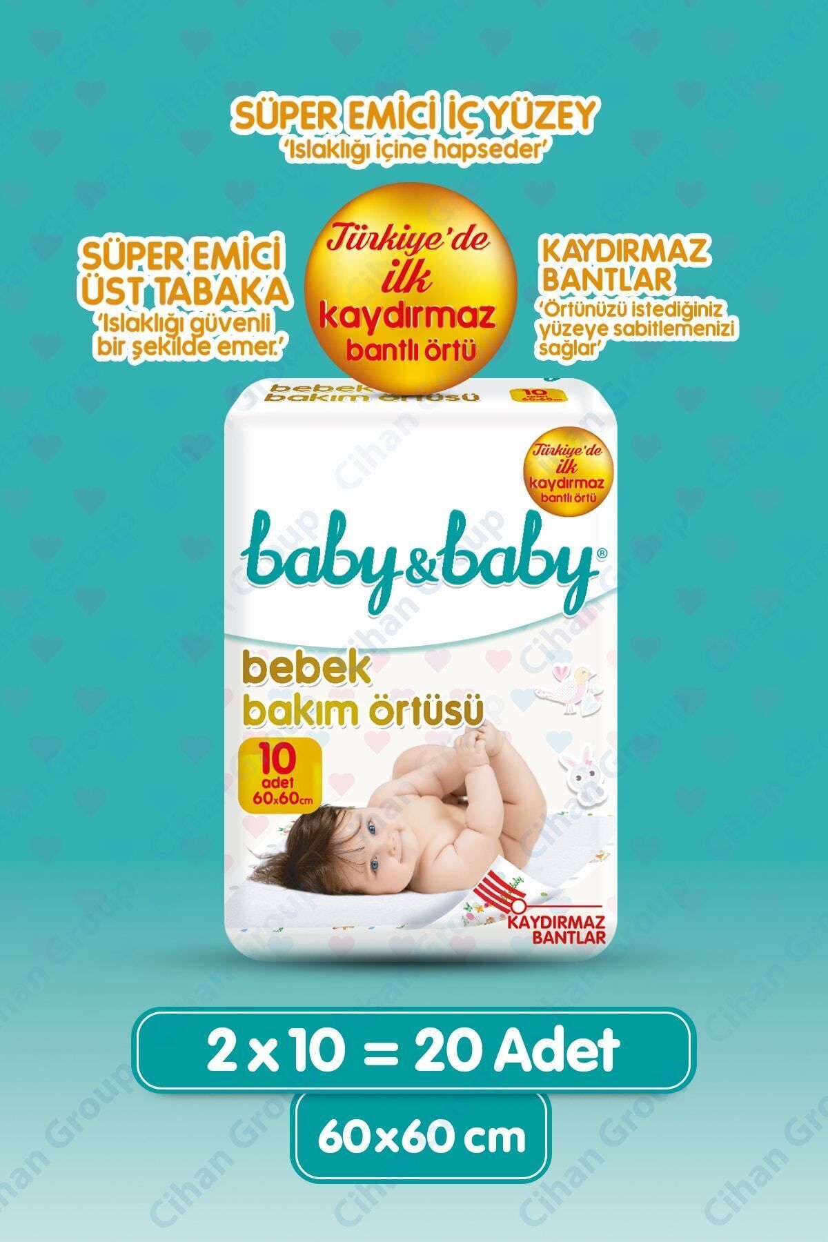 Baby&Baby Baby & Baby Kaydırmaz Bantlı Bebek Bakım Örtüsü 10 Lu 2 Paket 20 Kullanım