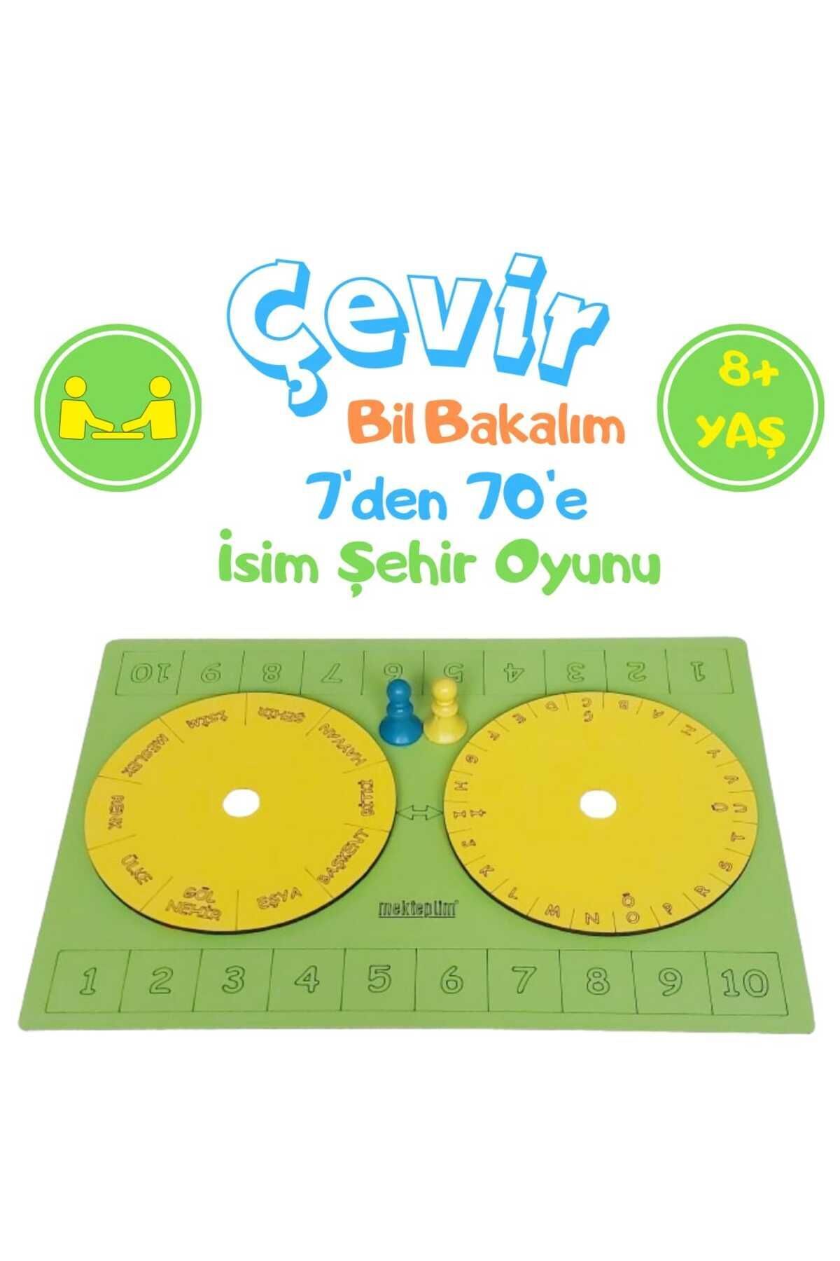 mekteplim Çevir Bil Bakalım 7'den 70'e isim Şehir Oyunu Yeşil