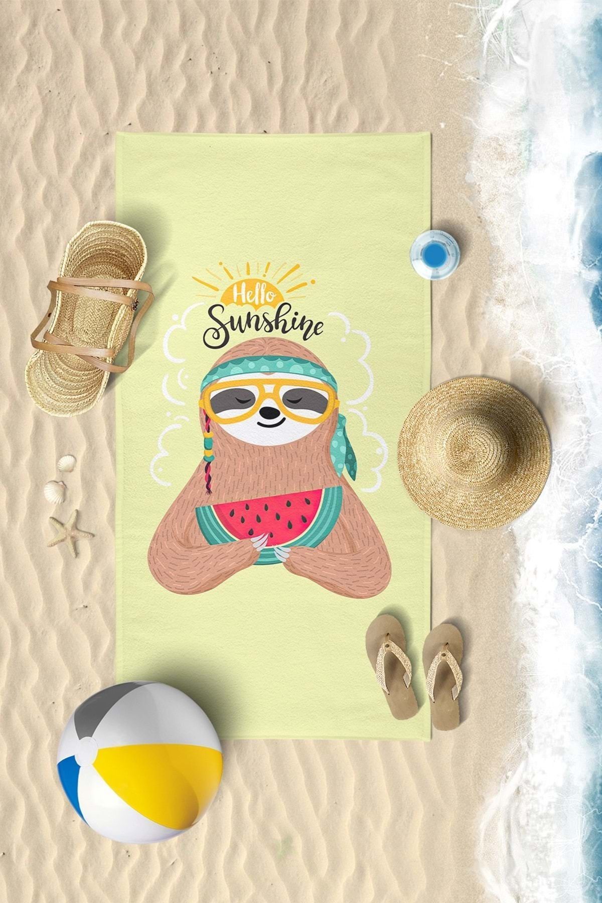 VevienHome Hello Sunshine Dijital Baskılı 70x140 Cm Çocuk Plaj Havlusu
