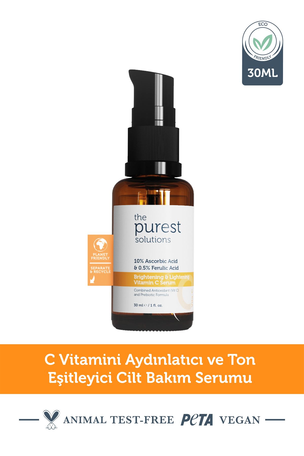 The Purest Solutions C Vit Aydınlatıcı Ve Ton Eşitleyici Bakım Serumu 30 ml %10 Ascorbic Acid & Ferulic Acid %0,5