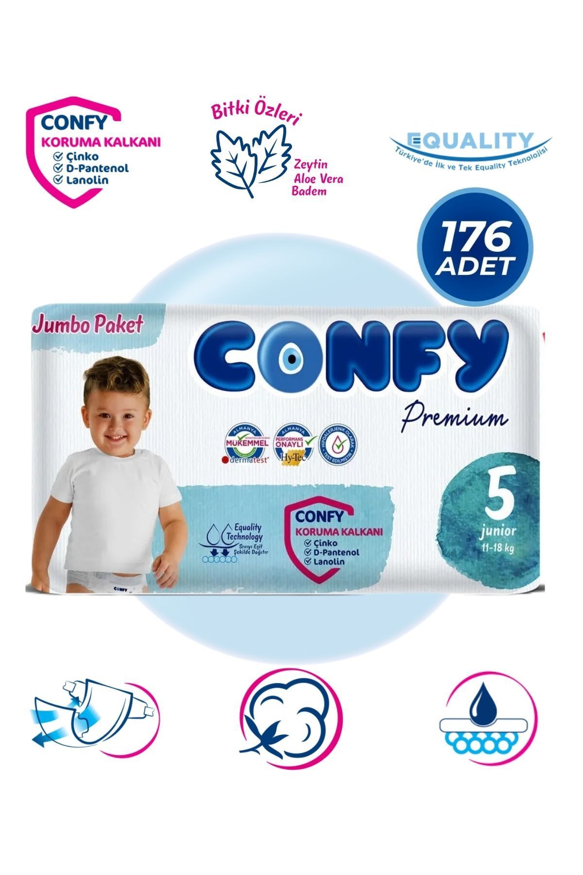 Confy Premium 5 Numara Bebek Bezi Junior 11 - 18 KG 176 Adet