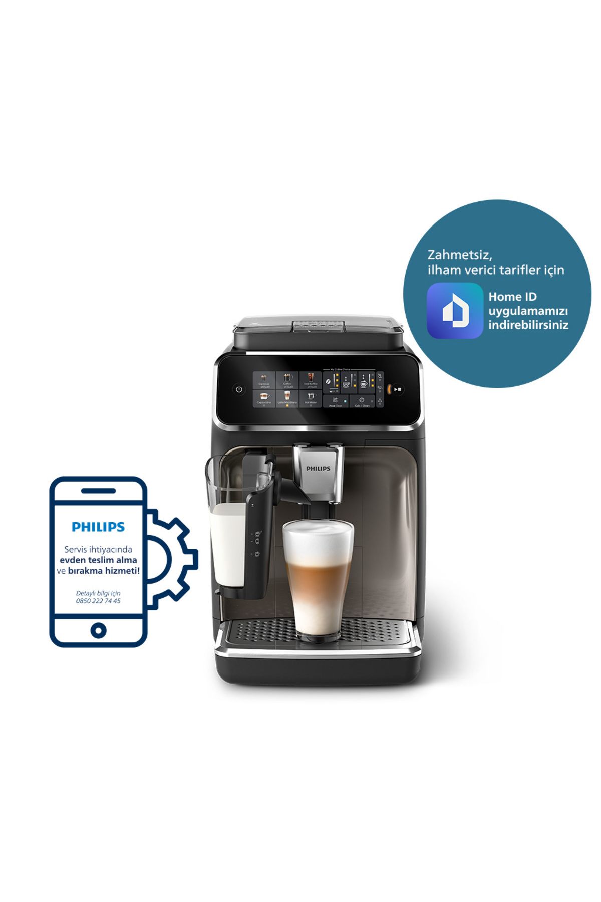 Philips LatteGo Tam Otomatik Espresso Makinesi, Tek Dokunuşla 6 Çeşit İçecek, SilentBrew, EP3347/90