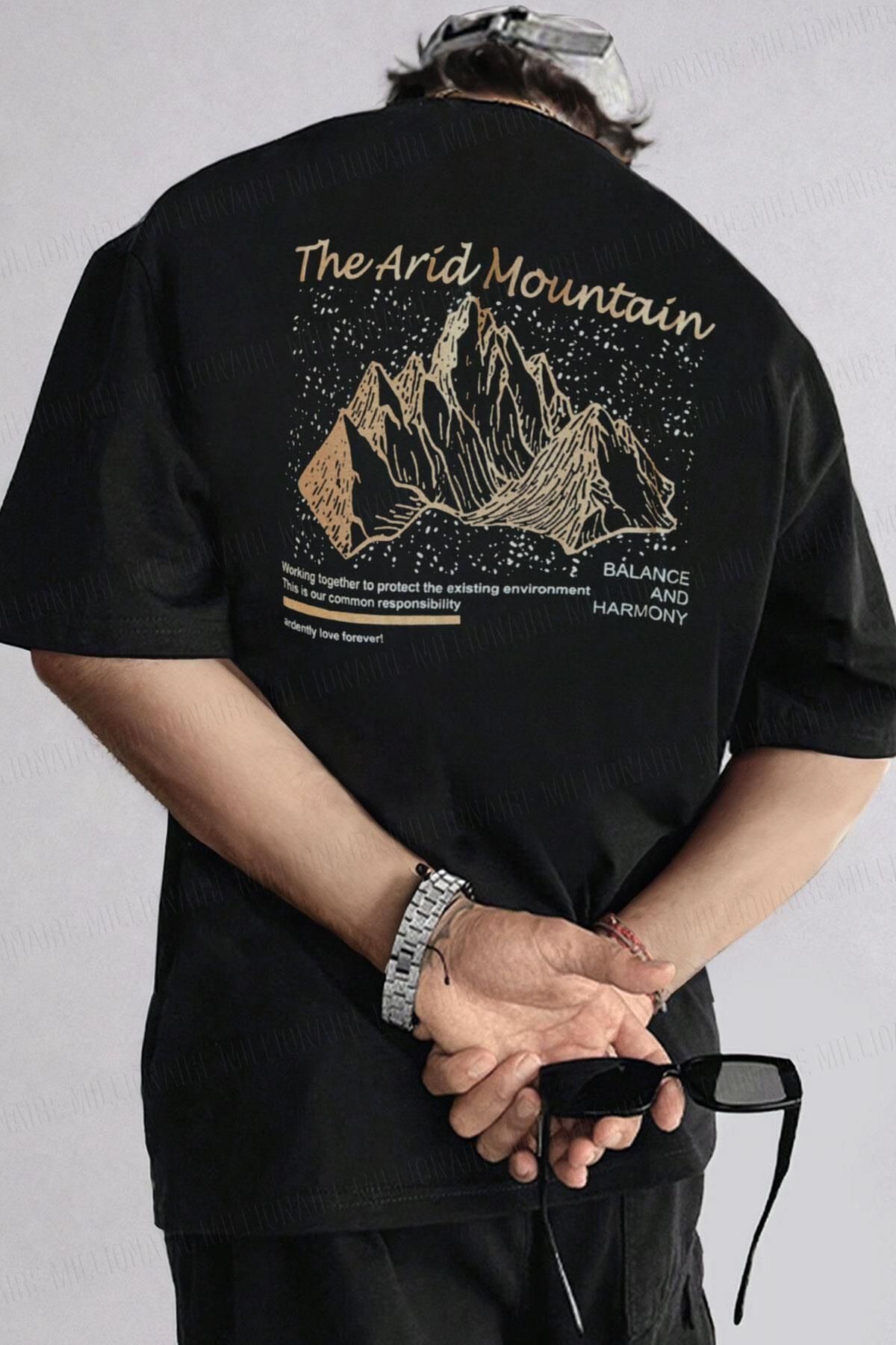 Teenage Millionaire Erkek Arid Mountain Siyah Oversize Salas Boyfriend T-Shirt