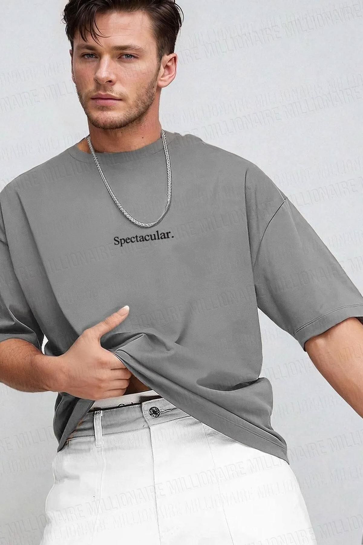 Teenage Millionaire Erkek Spectacular Gri Oversize Salas T-Shirt