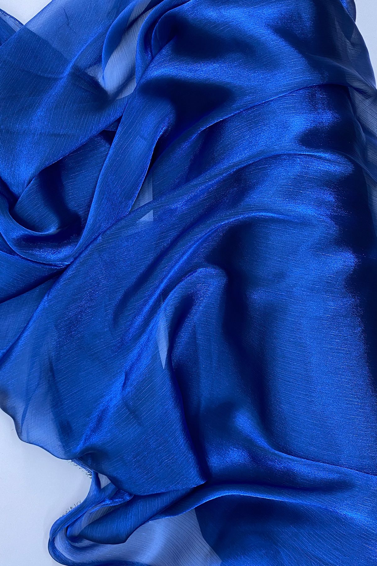 Royaleks Abiye Elbiselik Işıltılı Tül Cam Organze Kumaş Petrol Mavi