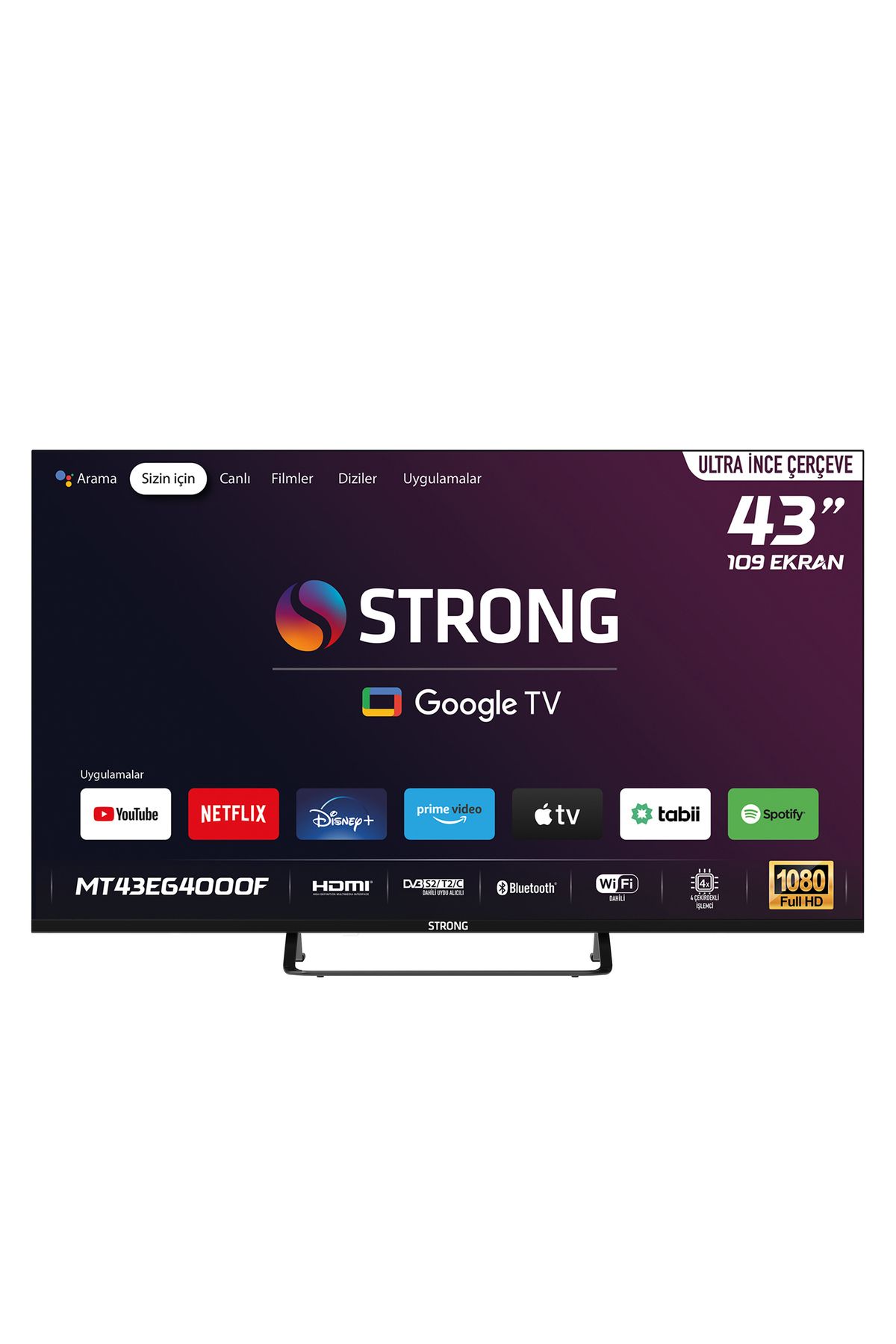 Strong Mt43eg4000f 43" 109 Ekran Full Hd Dahili Uydu Alıcılı Google Tv