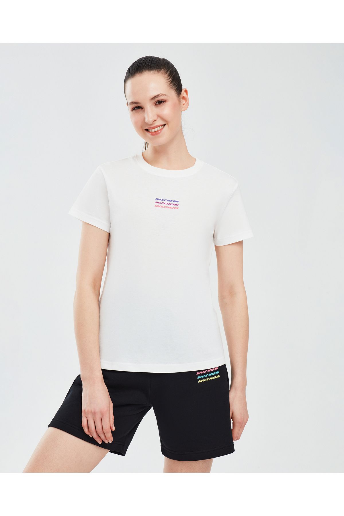 Skechers Essential W Short Sleeve T-shirt Kadın Beyaz Tshirt S241006-102