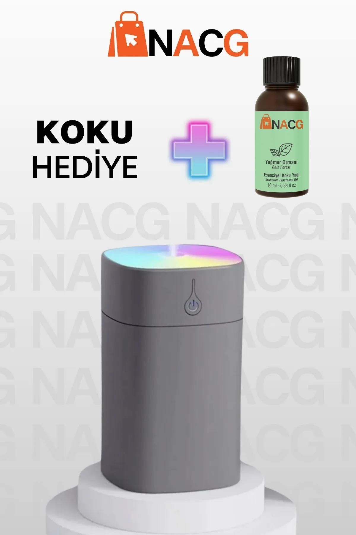 NACG H2o Humidifier 400 ml Ulrasonik Hava Nemlendirici Buhar Makinesi Ve Aroma Difüzörü Gri