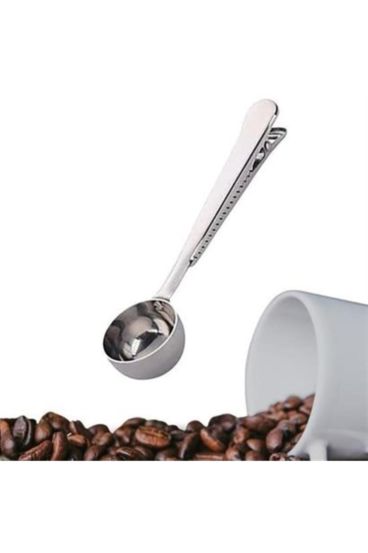 Genel Markalar Buffer® Mandallı Kahve Ölçü Kaşığı Silver Çok Fonksiyonlu Paslanmaz Çelik Kaşık
