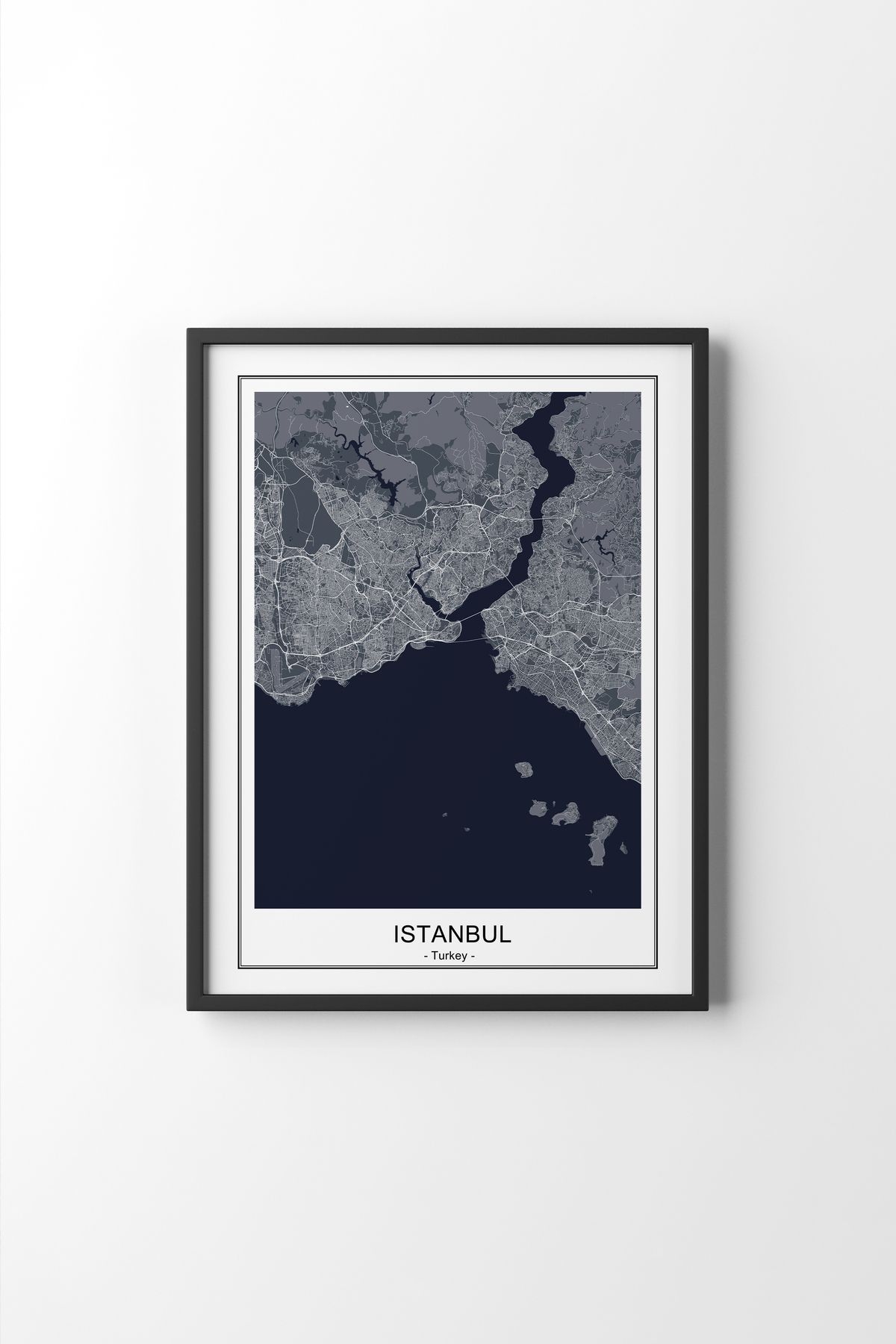epiqart İstanbul Haritası - Siyah Çerçeve