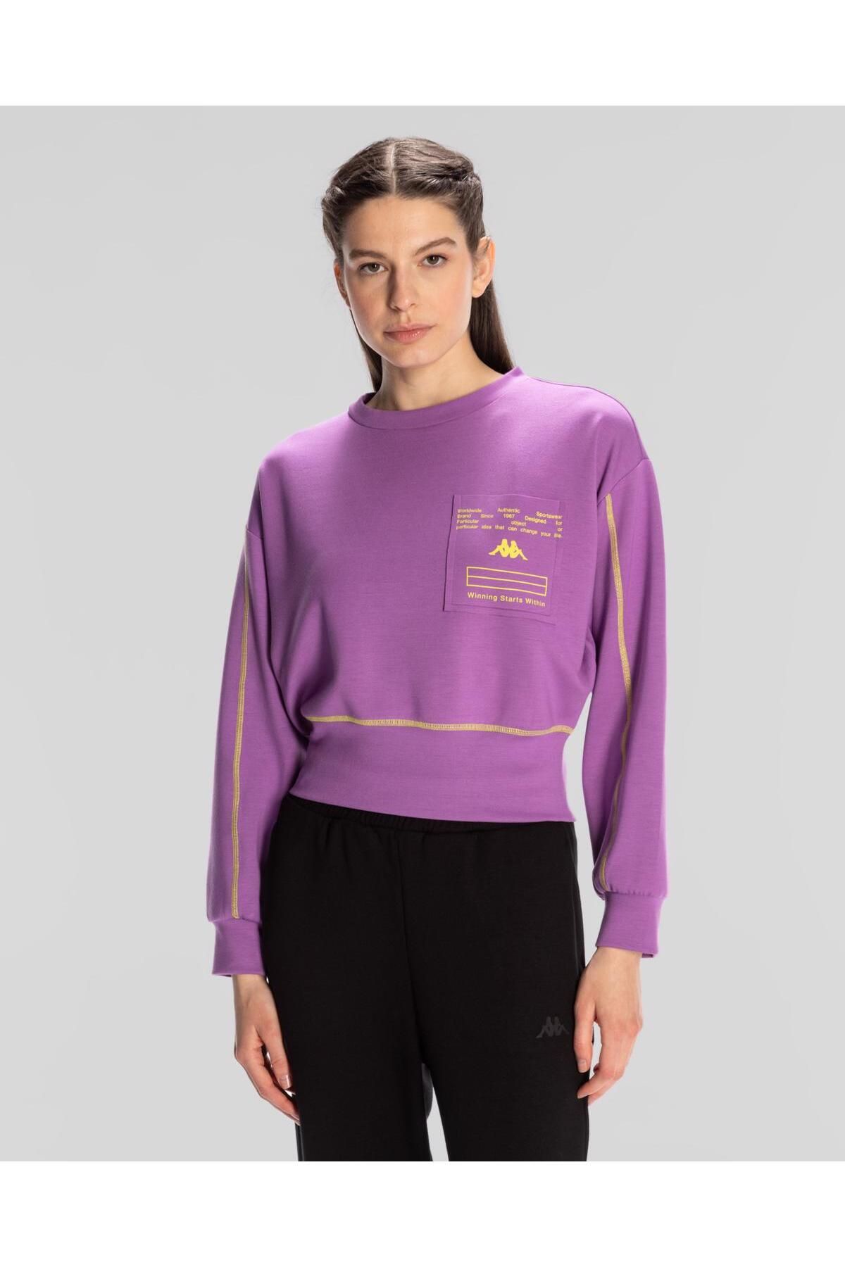 Kappa Authentic Kage Sweatshirt Kadın Mor Regular Fit Sweatshirt