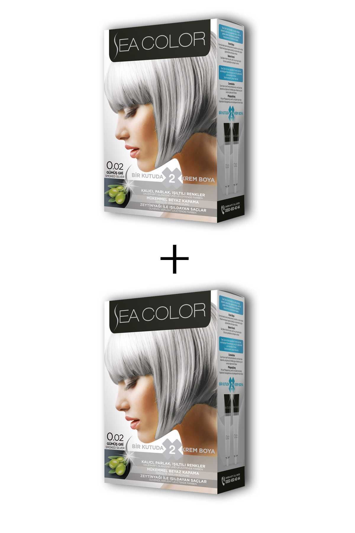 Sea Color 2X2 Tüp Krem Saç Boyası Seti Gümüş Gri No:0.02