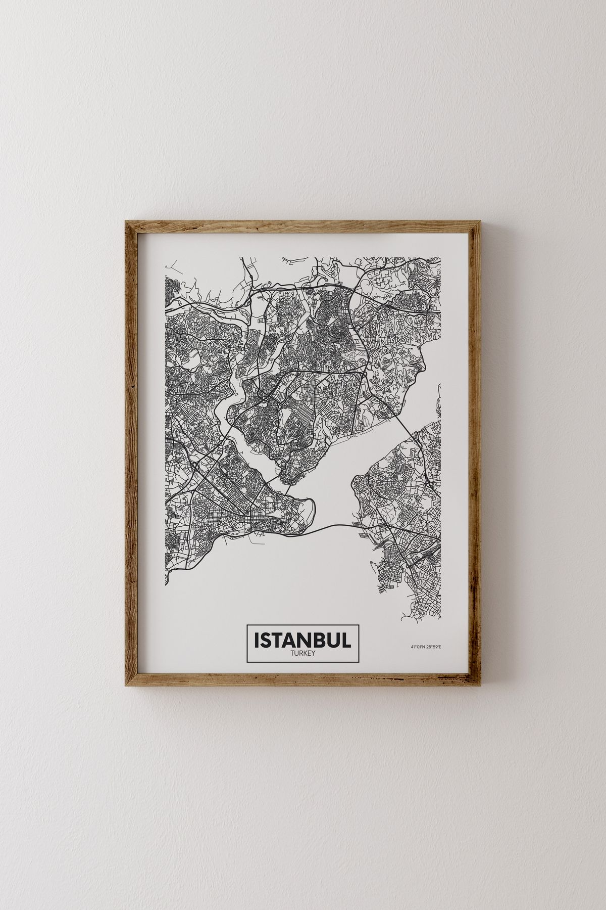 epiqart İstanbul Haritası - Ahşap Çerçeve