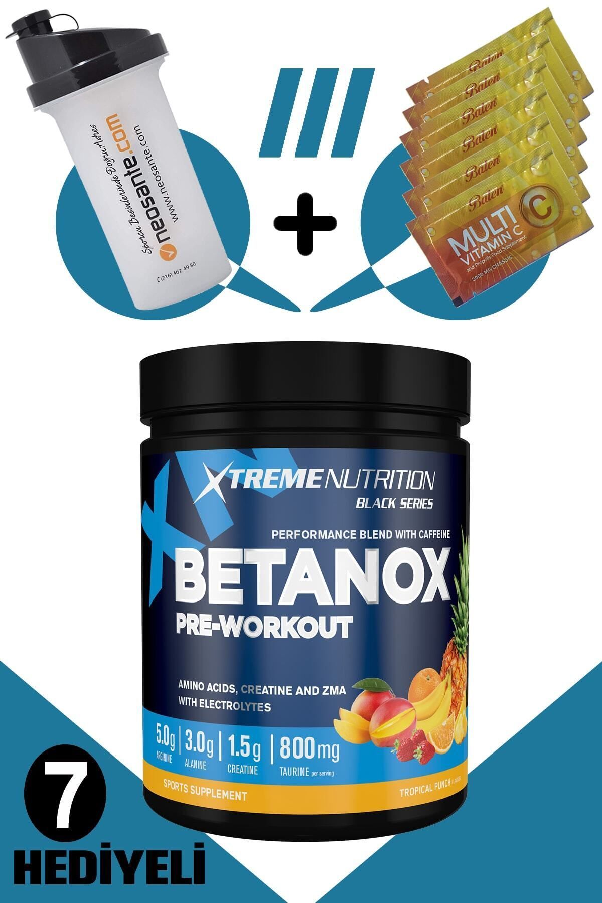 Xtreme Nutrition Betanox Pre Workout Zma - 300g - Tropikal Aroma - 7 Hediyeli - Shaker 6 Adet Multi C Saşe