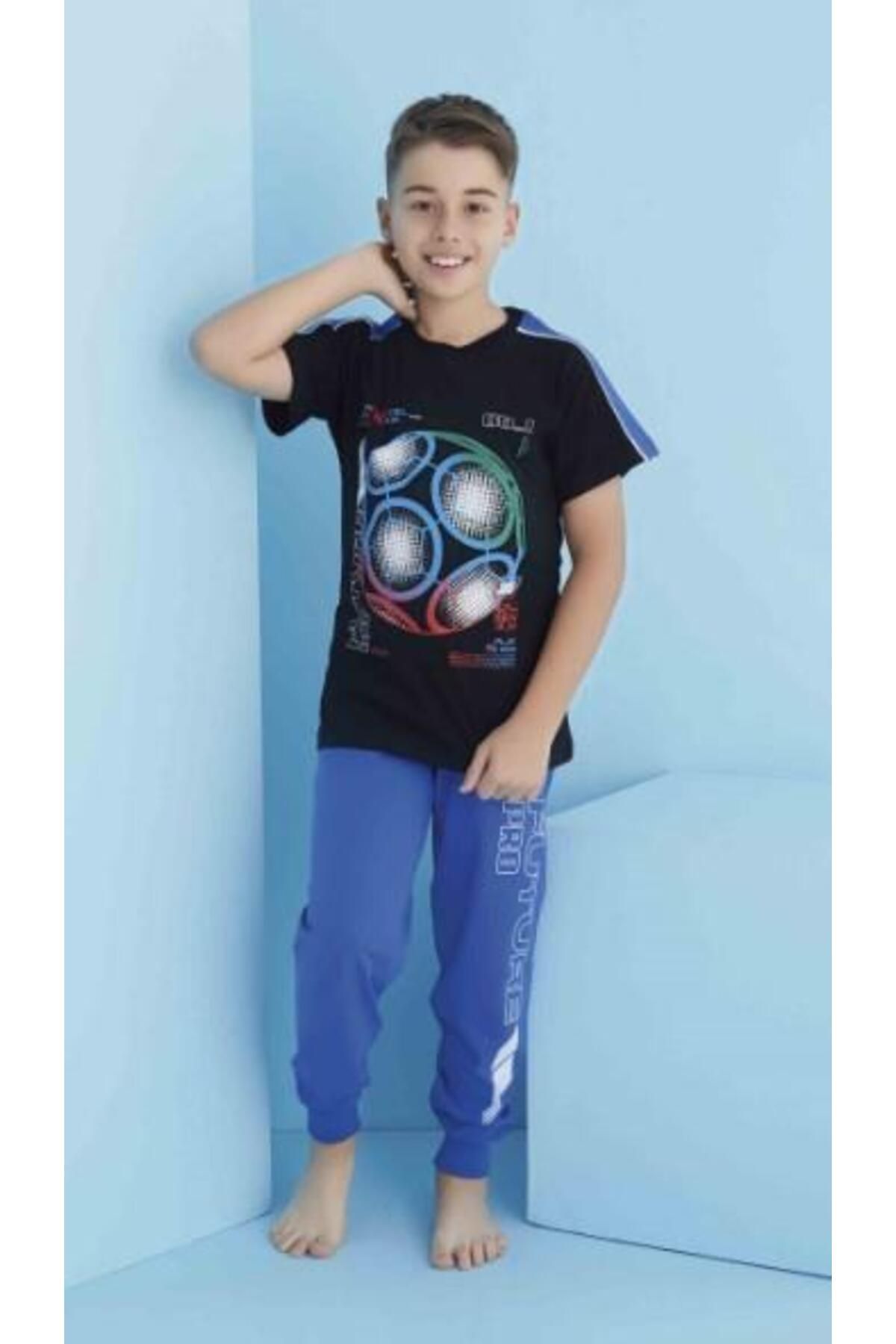 RAPAPA Erkek Çocuk Future Top Kısa Kollu Garson  Pijama Takımı 360404