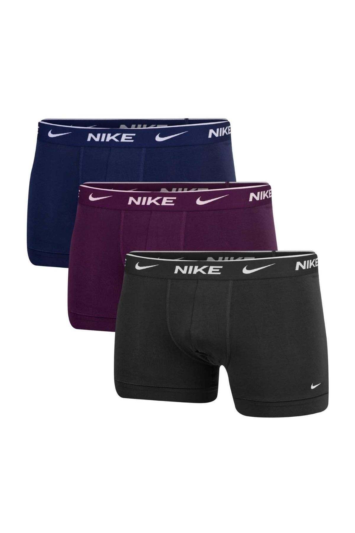 Nike Erkek Nike Marka Logolu Elastik Bantlı Günlük Kullanıma Uygun Lacivert-bordo-gri Boxer 0000ke1008-kb