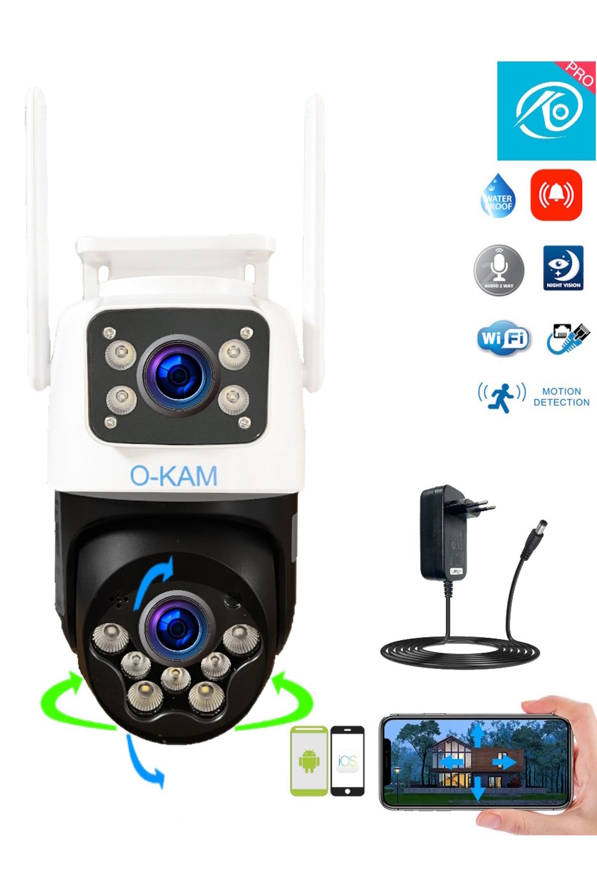 Ventus Duo Çift Lensli Hareketli Wi-fi Akıllı Ip Güvenlik Kamerası Hd Türkçe (O-KAM) Uygulama