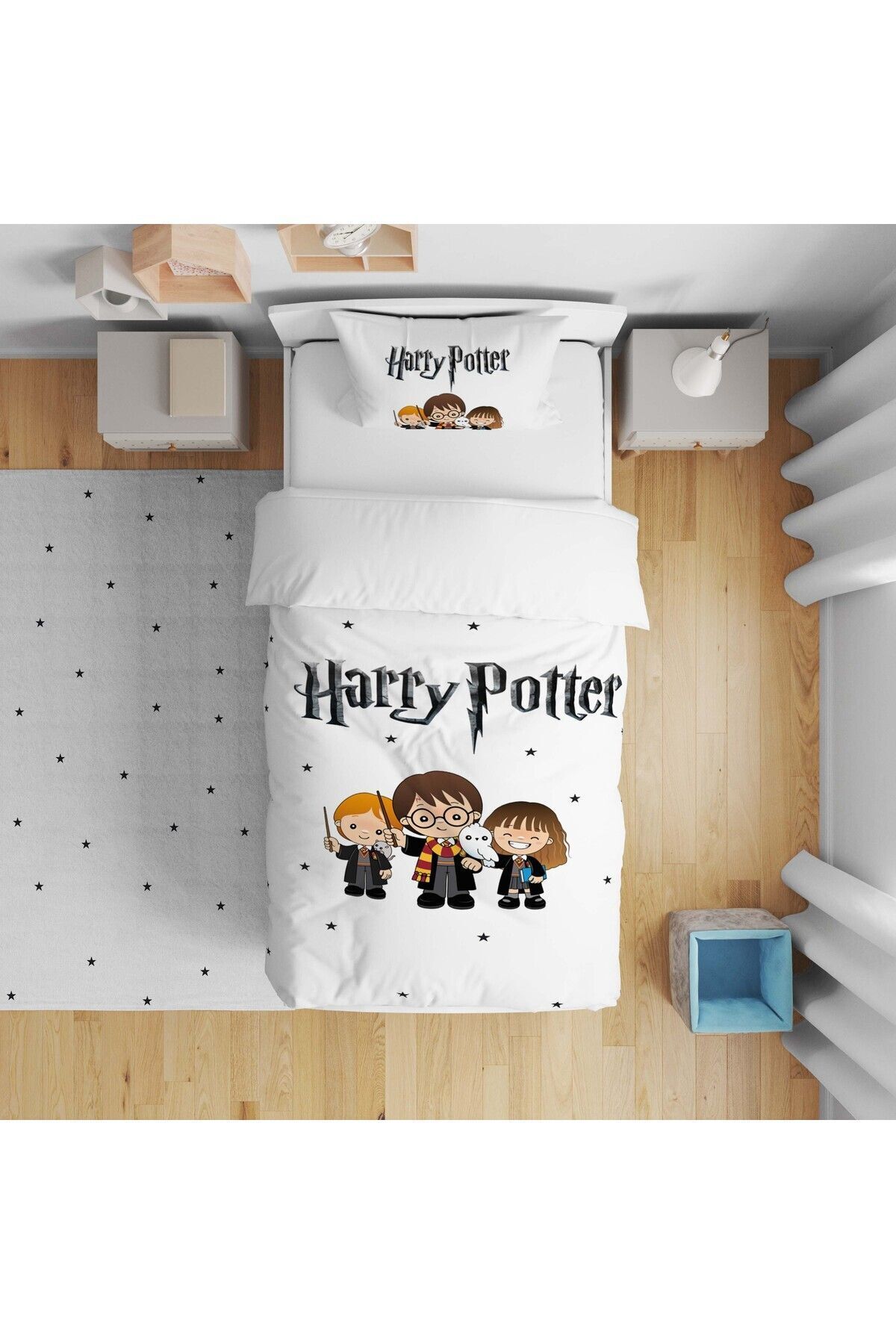 CİCİ ODAM 140x220 Çocuk Yatak Örtüsü HEDİYE Yastık Kılıfı Harry Potter ve Arkadaşları