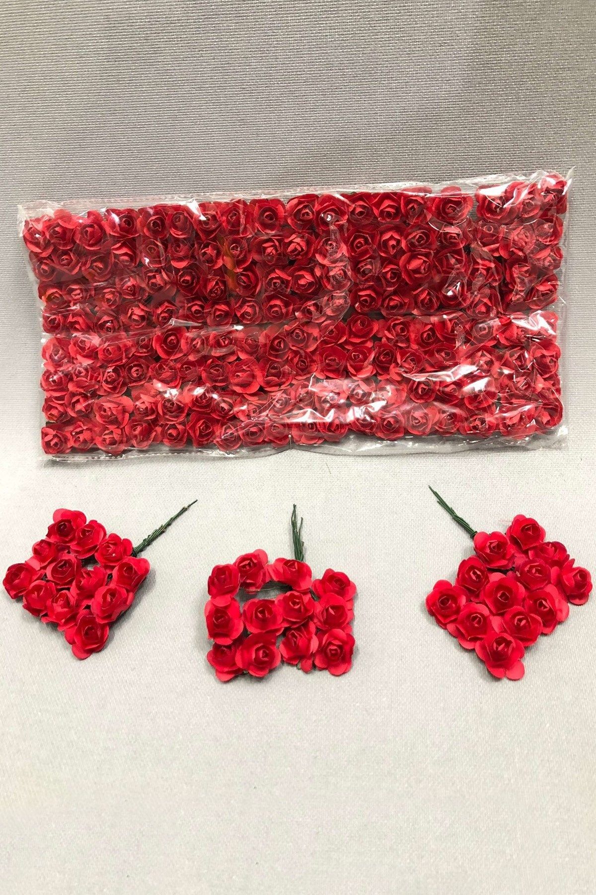 Hayalperest boncuk Kırmızı Kağıt Gül Çiçek 1 Paket 144 Lü