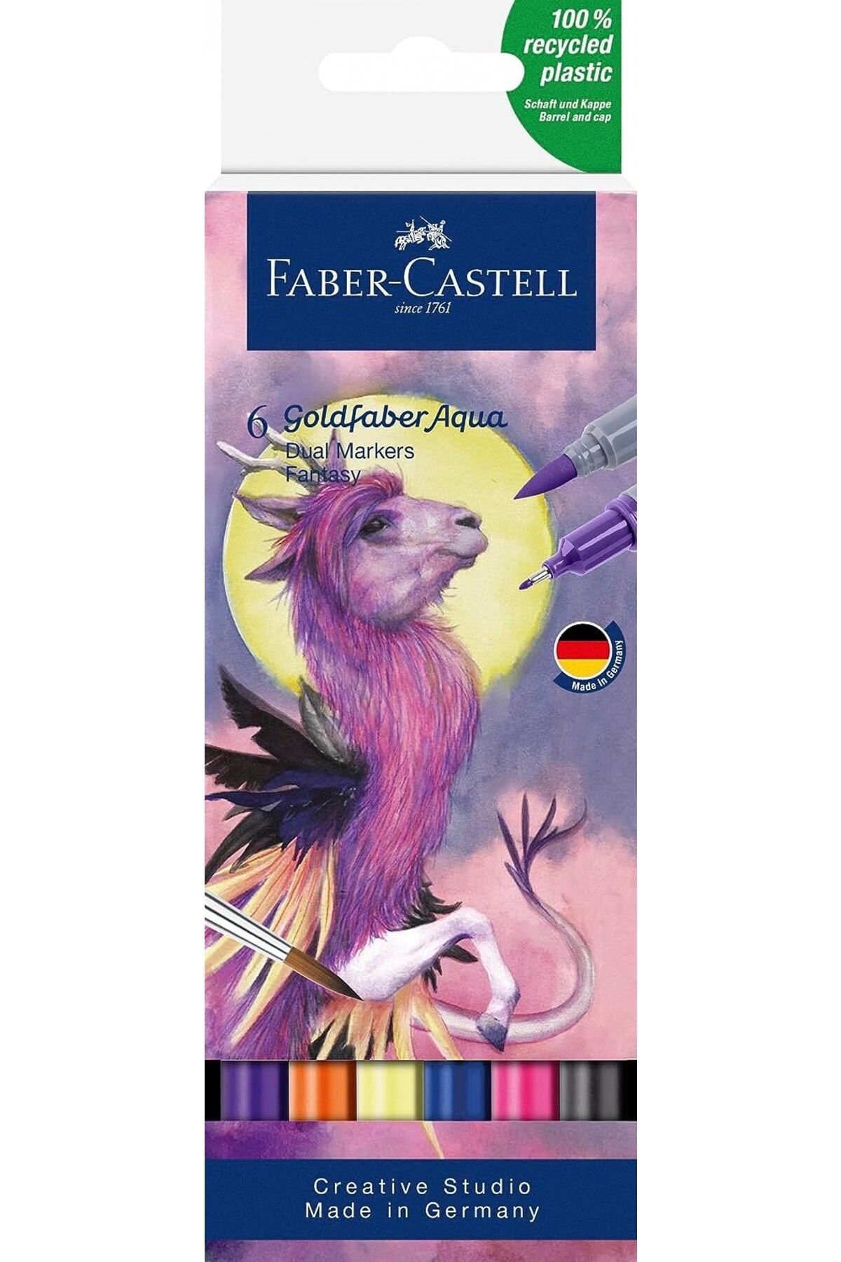 Faber Castell Faber-castell Goldfaber Aqua Çift Uçlu Markör, Kaligrafi, 6‘lı Fantasy / 164526