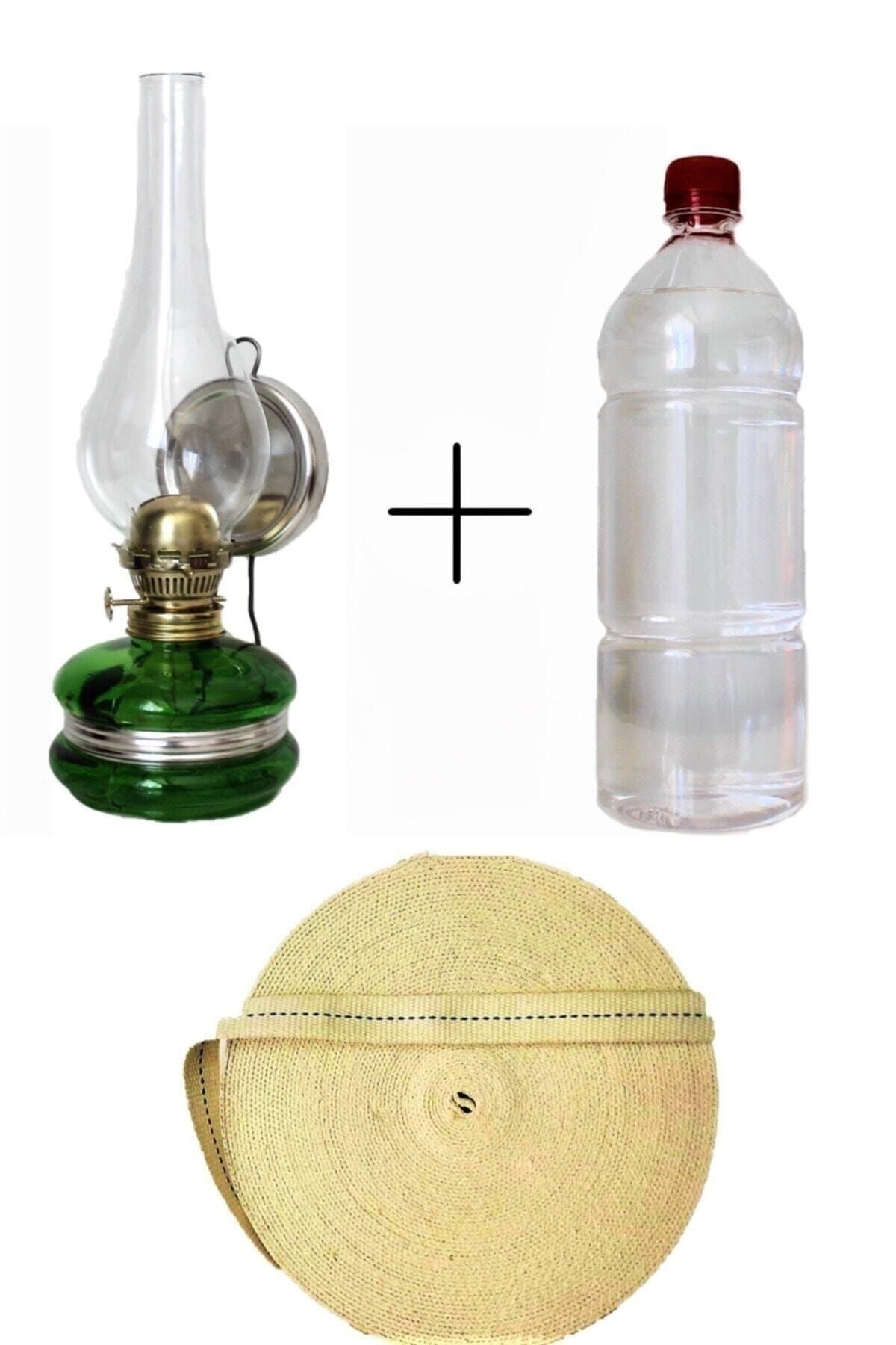 Sözen Klasik Nostaljik Gaz Lambası Vintage Yeşil 500 ml Kandil Yakıtı 1m Fitil