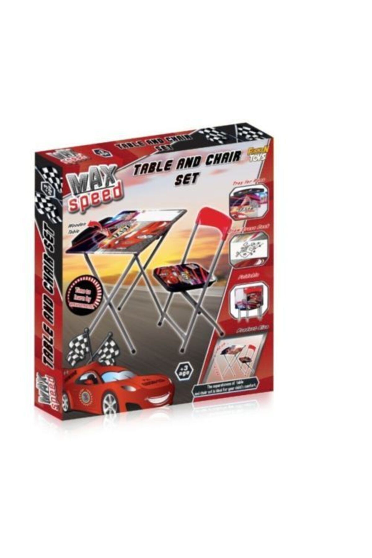 Furkan Toys Max Speed Lisanslı Masa Sandalye Seti Yazı Tahtalı Kalemlikli