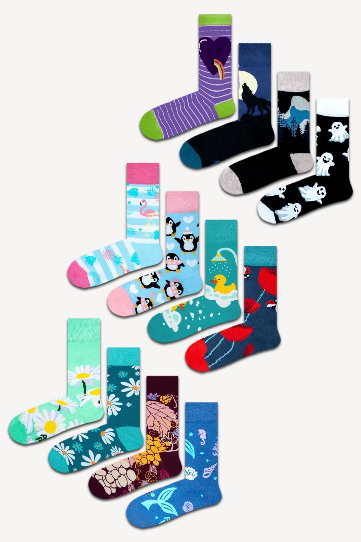 Neşeli Çoraplar 12'li Ekorenk Renkli Çorap Set