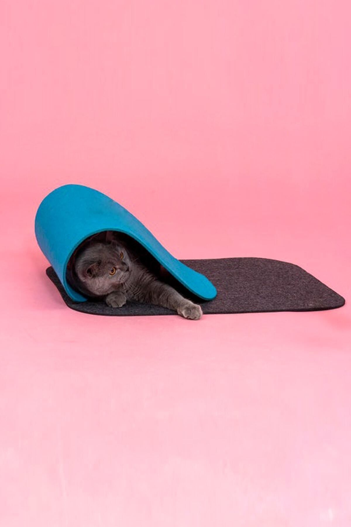 Bundera Ovis Mavi - Gri Kedi Tüneli Evcil Hayvan Oyuncağı Yavru Yetişkin Kedi Yuvası Oyun Evi Tünel