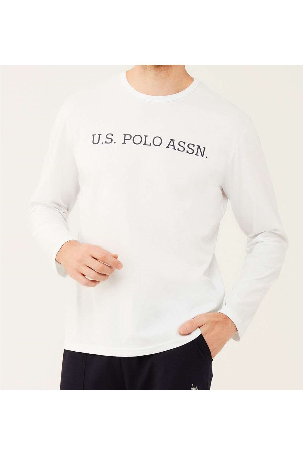 U.S. Polo Assn. Erkek Basic İnce Uzun Kollu Beyaz T-shirt