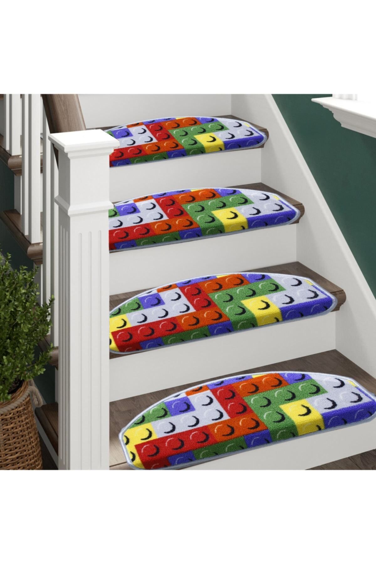 Stepmat Lego Desenli Çocuk Kreş Için Merdiven Basamak Paspası Halısı