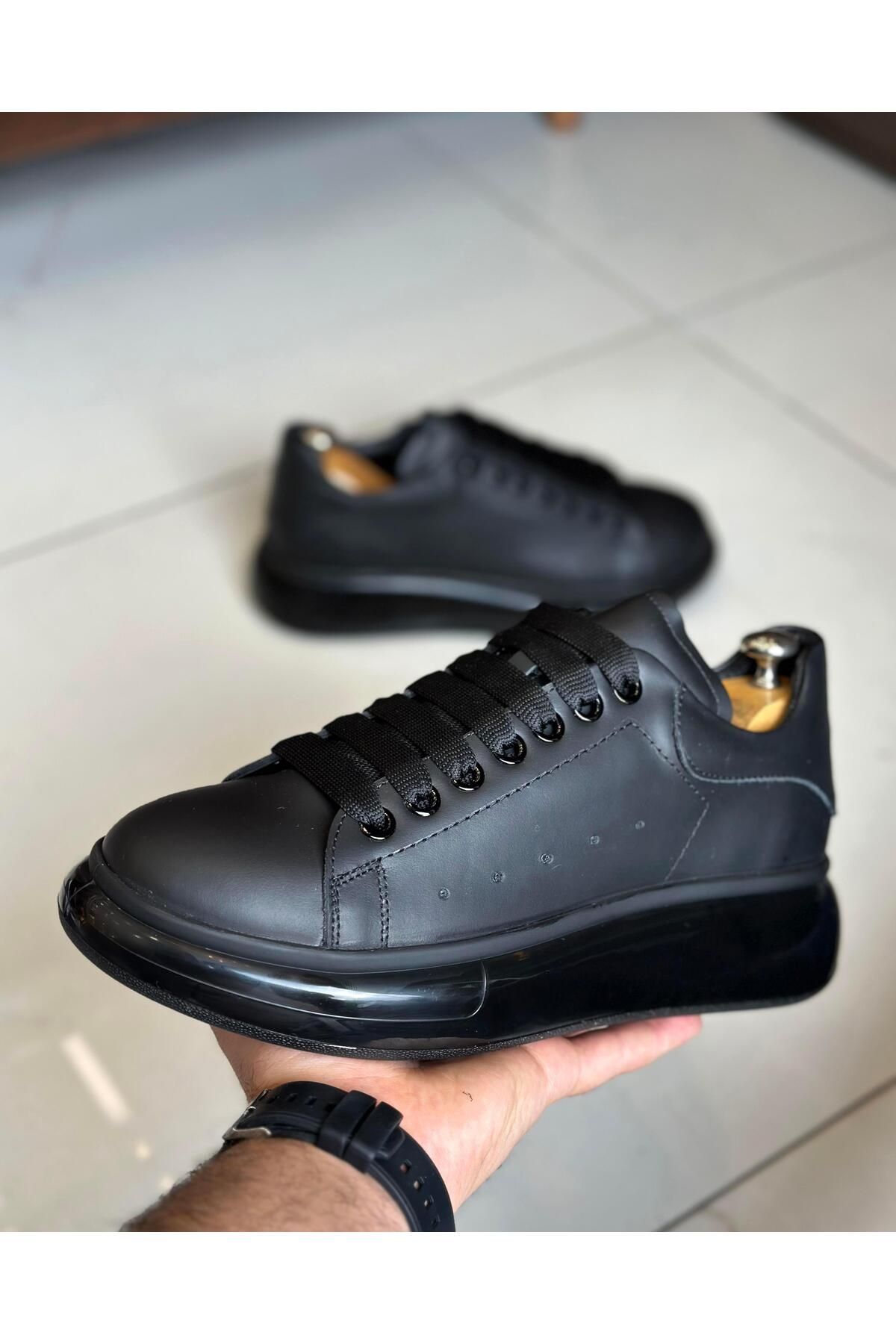 TerziAdemAltun İtalyan stil iç dış naturel deri erkek spor ayakkabı siyah T11200
