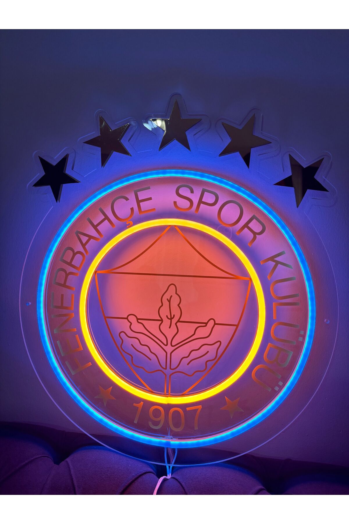 Neon Fenerbahçe logolu Uv baskı neon tabela