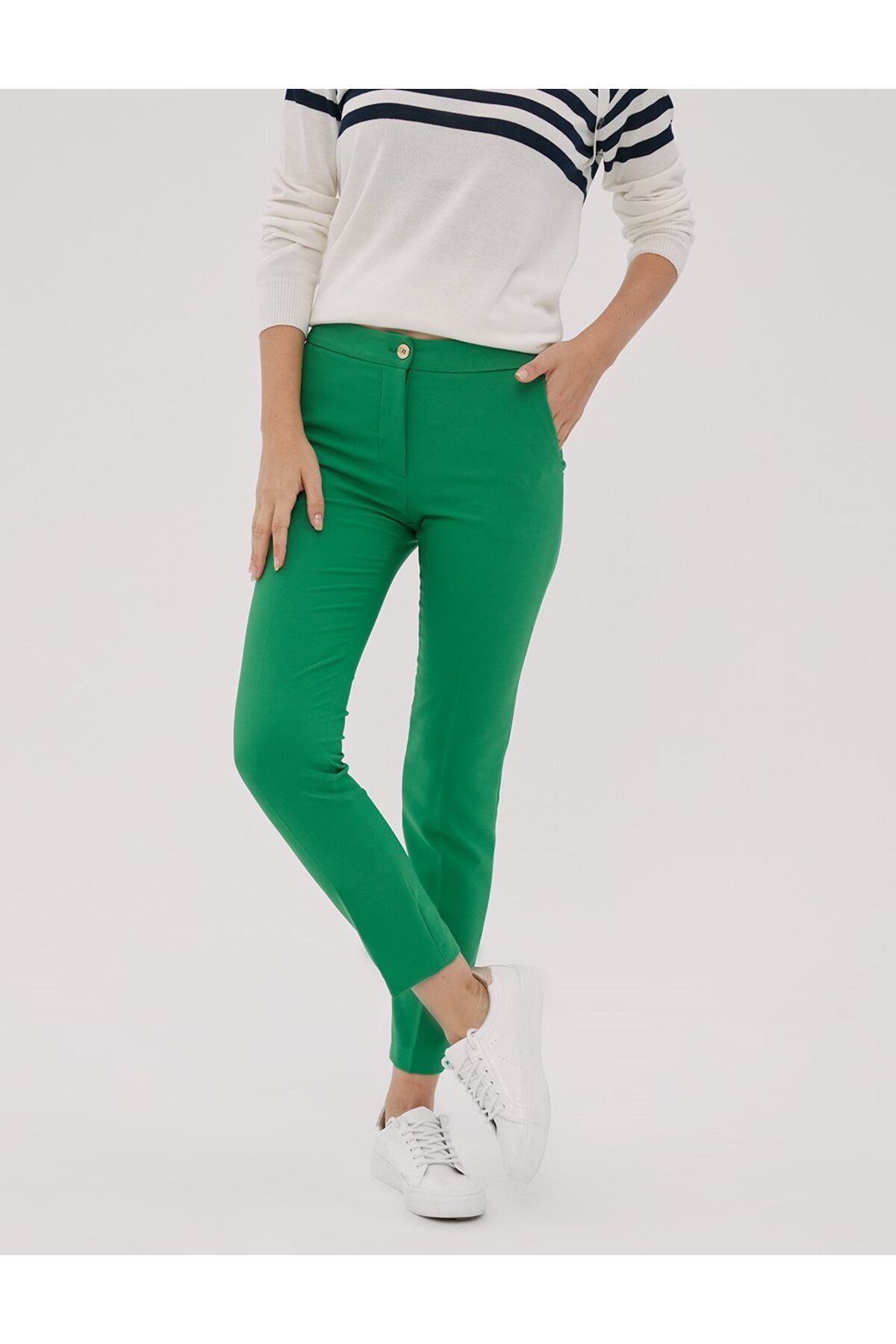 Kayra Basic Fermuarlı Pantolon Yeşil Sz 19501