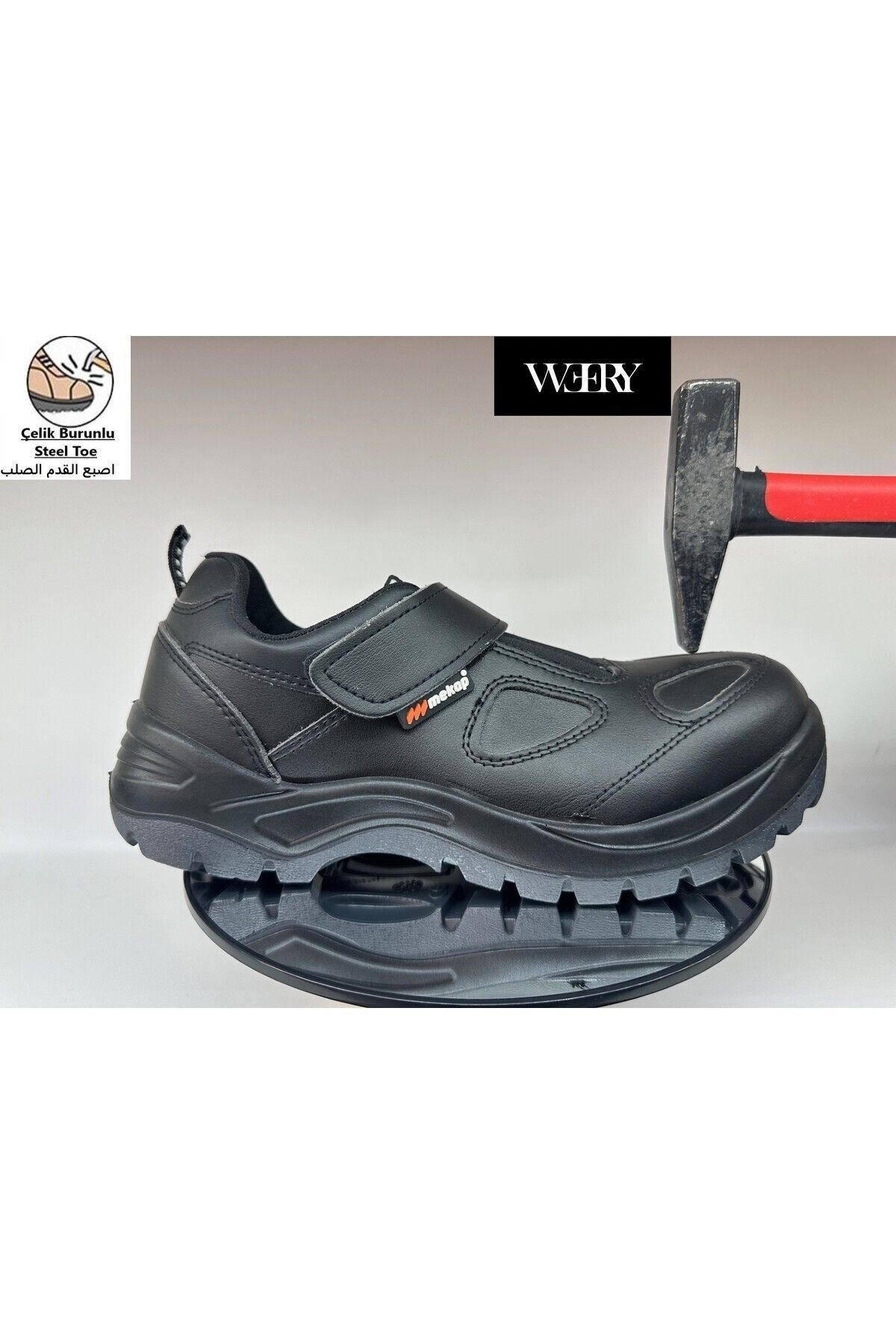 e&e Mekap 155 S2 Kaliteli Deri Hafif Rahat 4 Mevsimlik Cırtlı Kapalı Model Çelik Burunlu İş Ayakkabısı