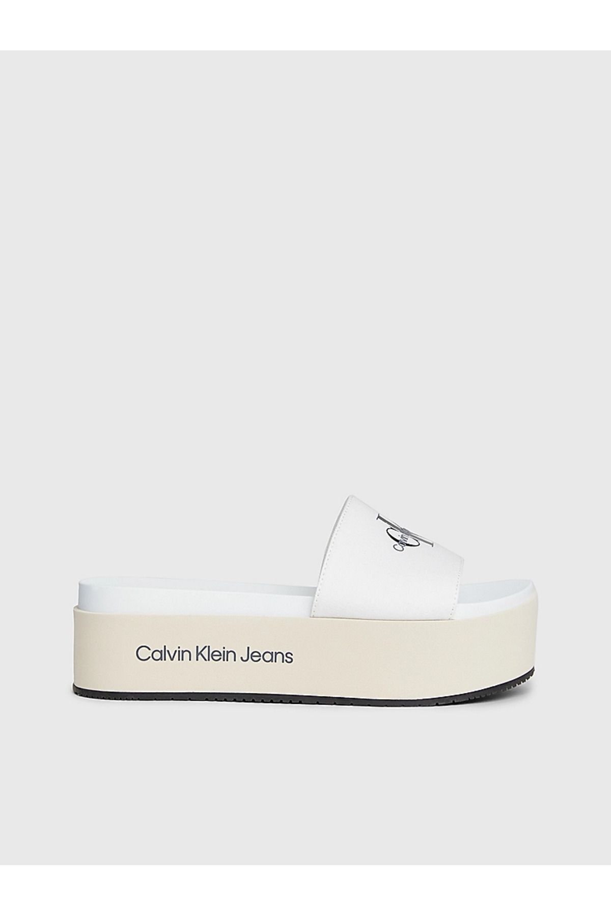 Calvin Klein Kadın Yüksek Topuklu Rahat Logolu Bej Sandalet YW0YW01036-0F9
