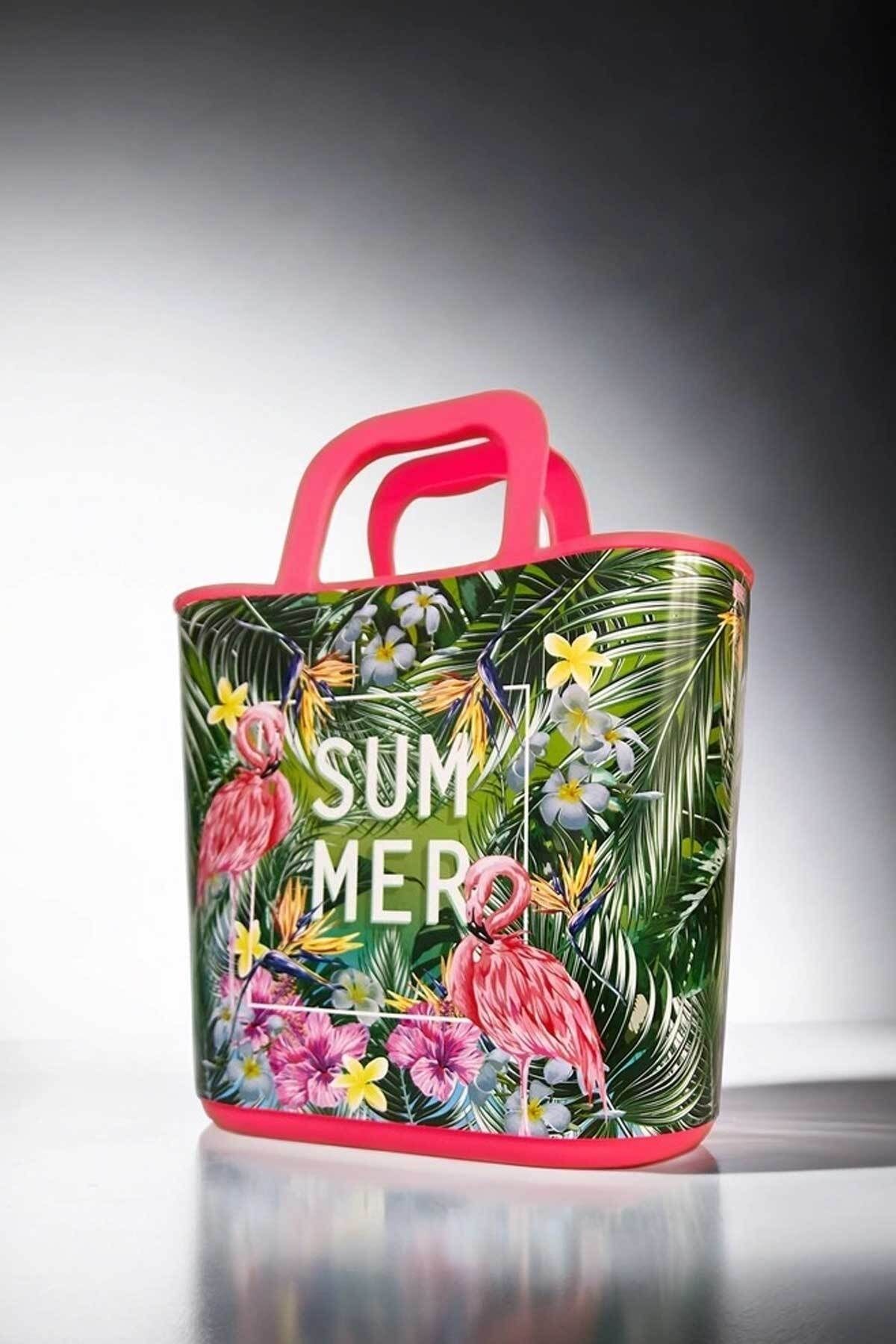 QUTU -Hand Bag summer desenli plaj ve el çantası