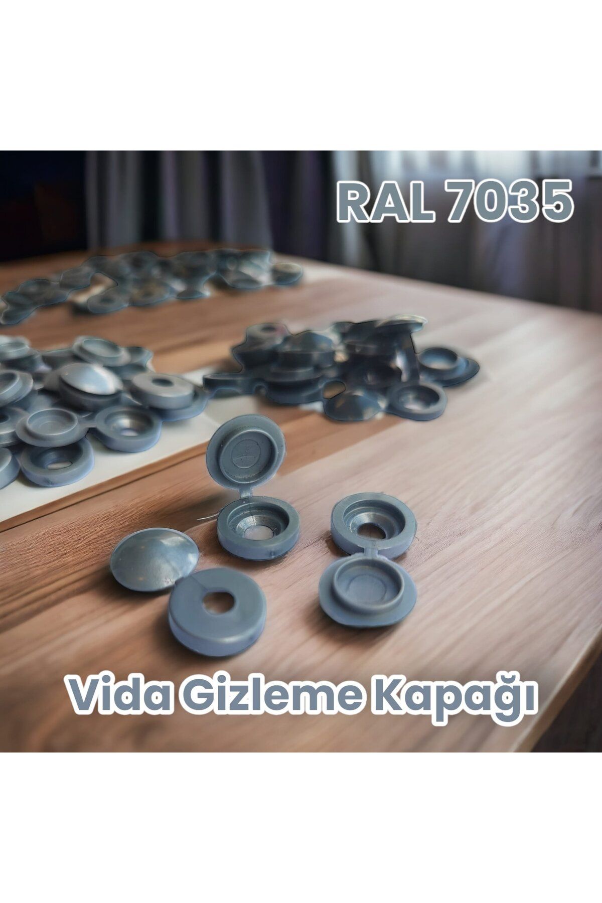 Hobi Demir Sanat TR'de İlk! 500 Adet Açık Gri Vida Gizleme Kapağı, RAL 7035 Alüminyum Gri, Vida Kapağı