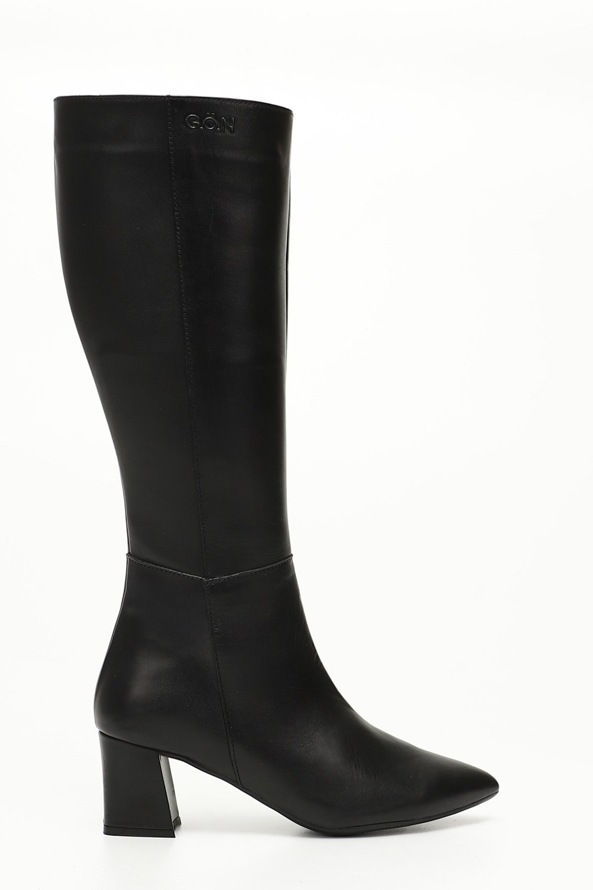 GÖNDERİ(R) Siyah Gön Hakiki Deri Kadın Topuklu Fermuarlı Çizme 44585