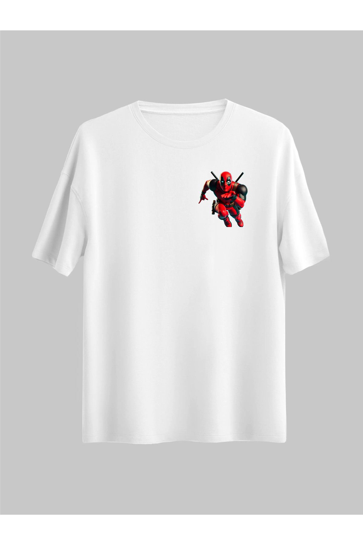 donamod 2 li Siyah Beyaz Oversize Unisex Deadpool ve Wolverine Marvel Arkadaş Sevgili Hediye Tişört T-shirt