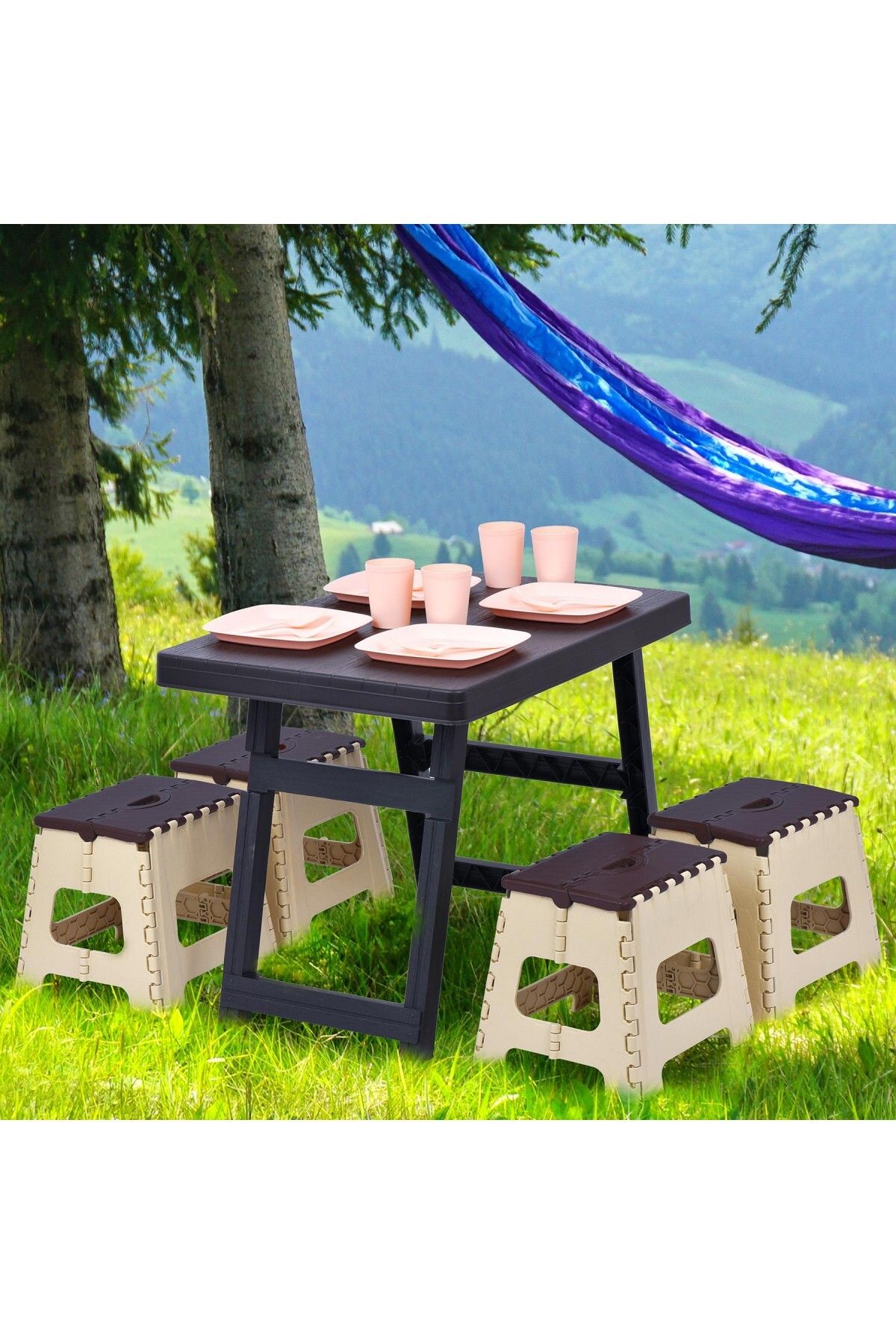 Binsy Holiday Hs-700 Katlanır Piknik & Kamp Masası Sehpası Kahverengi