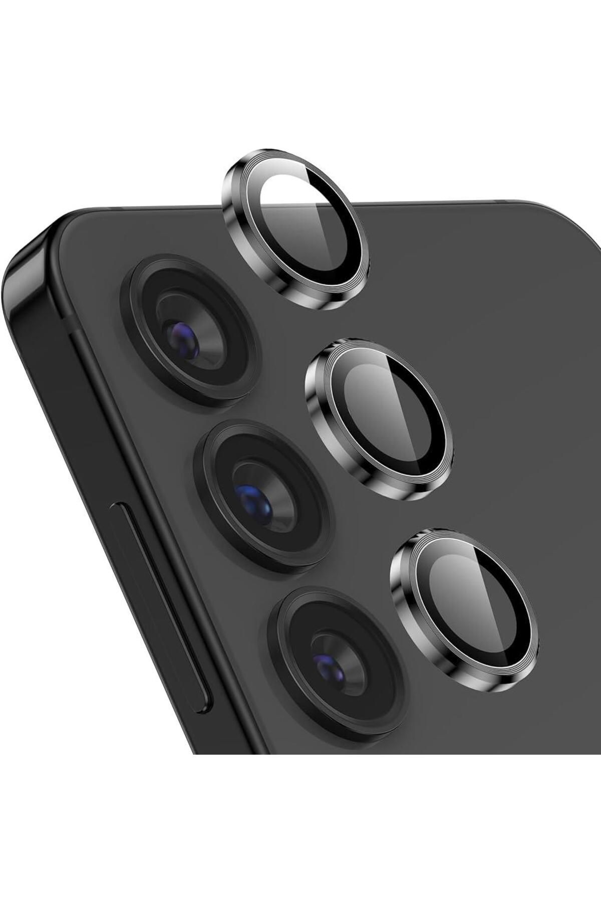 Sunix Samsung S24 Ile Uyumlu Darbeye Dayanıklı Safir Kamera Lens Koruyucu Siyah