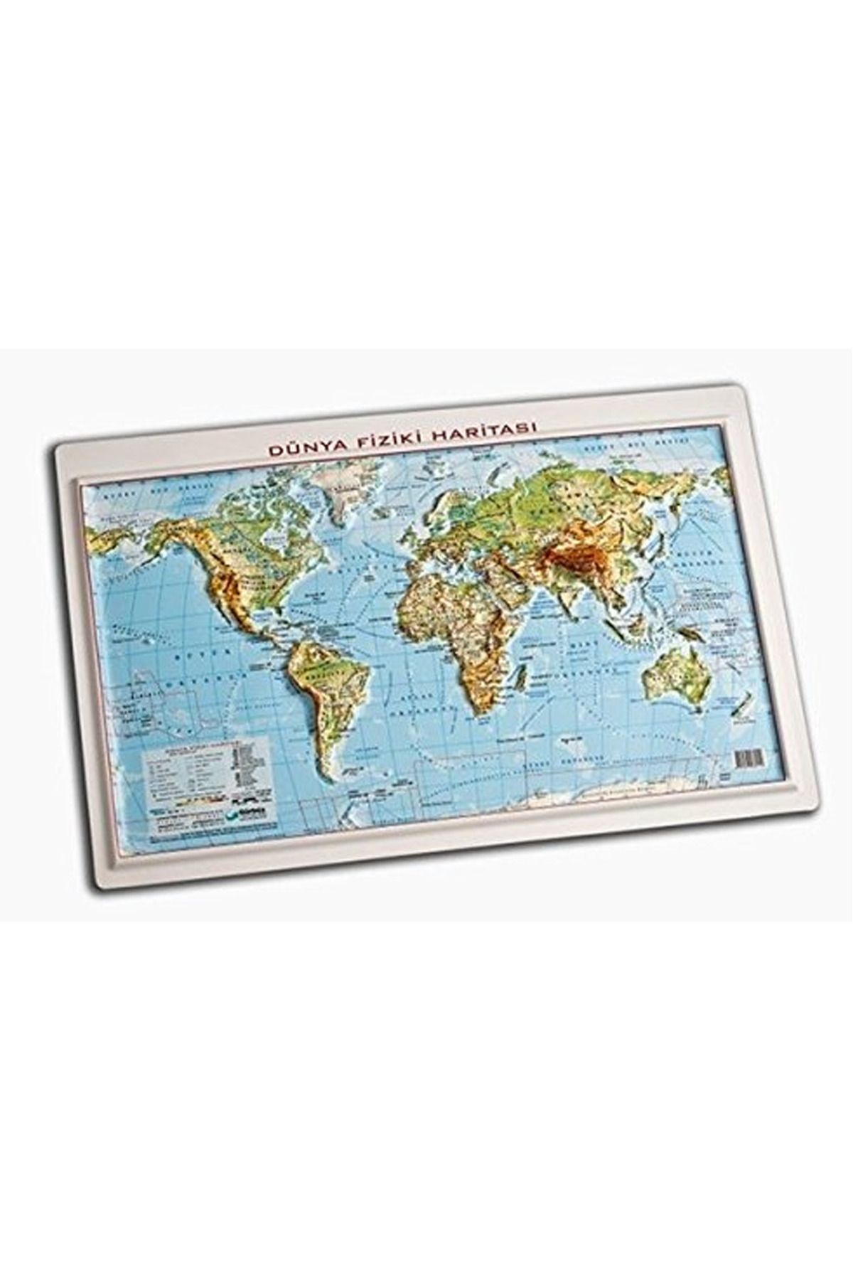 Gürbüz Kabartma Dünya Fiziki Haritası 35x50