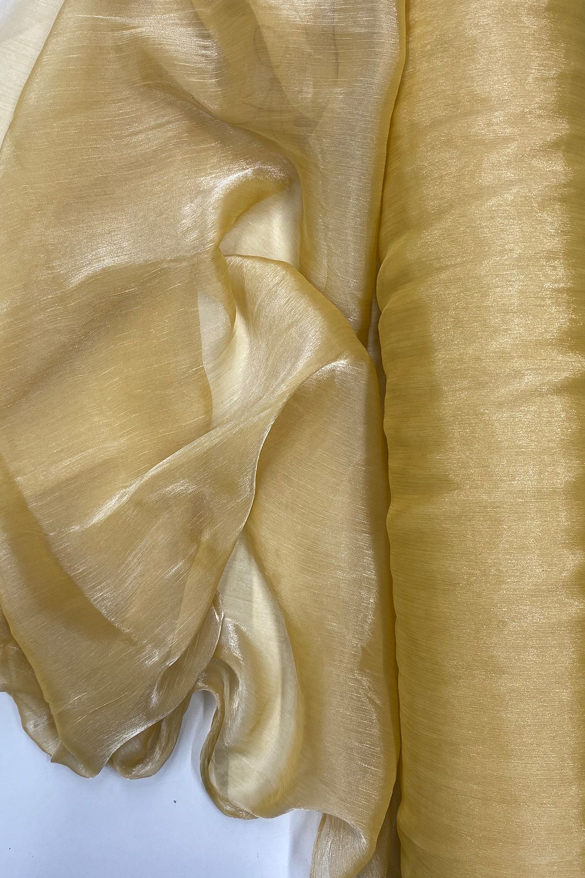 Royaleks Abiye Elbiselik Işıltılı Tül Cam Organze Kumaş Gold