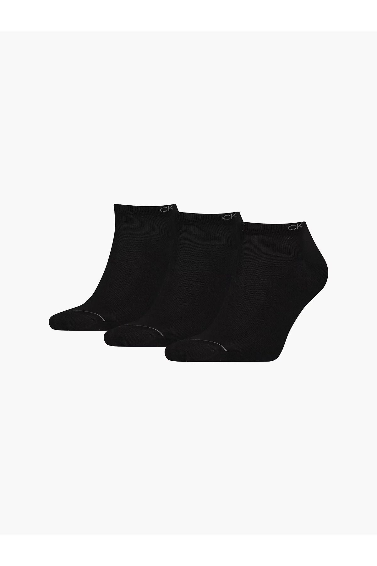 Calvin Klein Erkek Logolu Bileği Lastikli Pamuklu 3 lü Paket Siyah Çorap C701218718-001