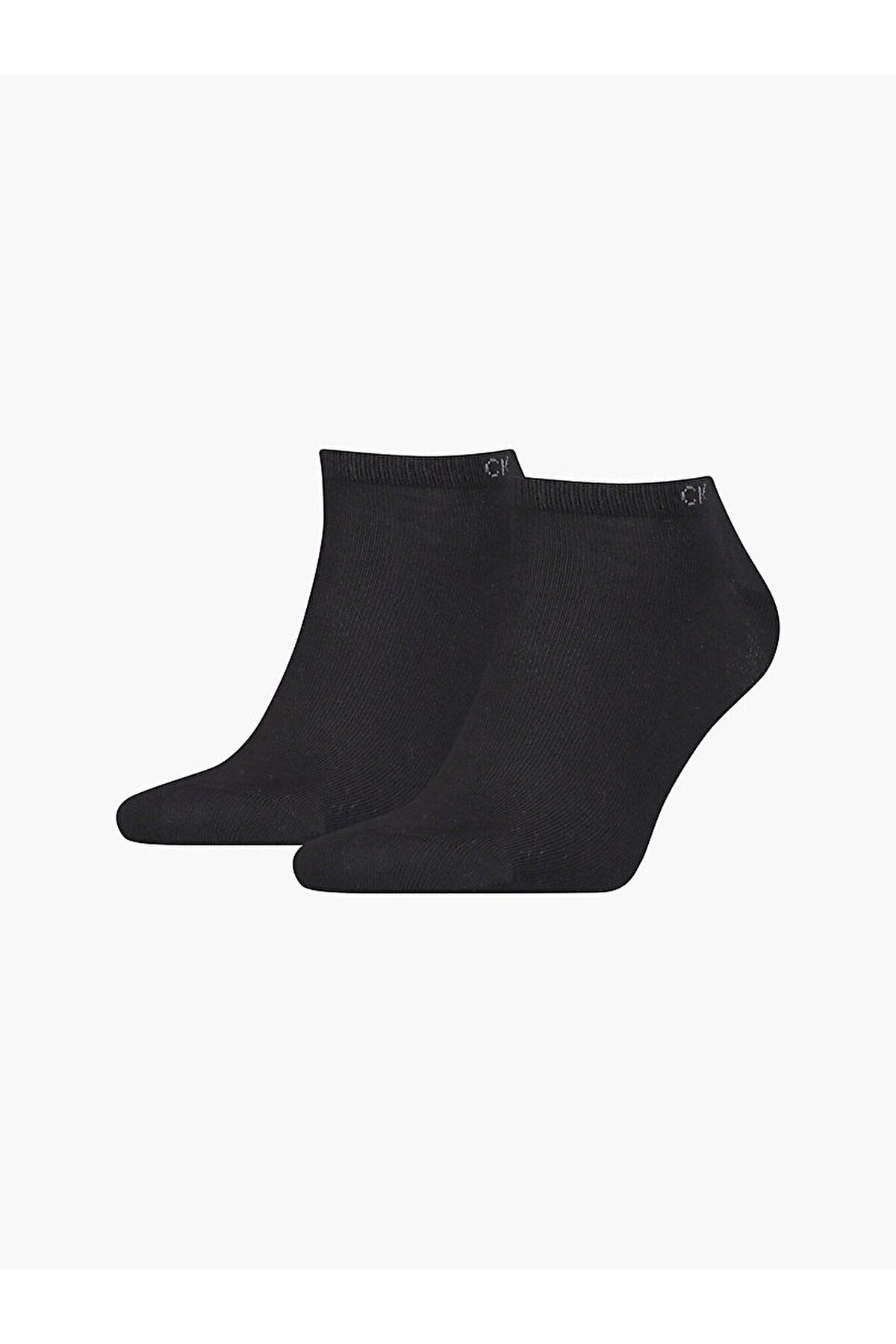 Calvin Klein Erkek Logolu Bileği Lastikli Pamuklu 2 li Paket Siyah Çorap C701218707-001
