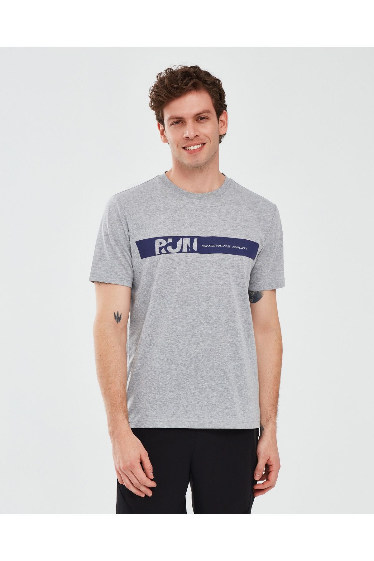 Skechers Graphic T-shirt M Short Sleeve Erkek Gri Tshirt S241009-036